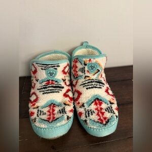 Ariat Southwestern Fleece Slipper Booties Womens Size 7-8 Sherpa slippers